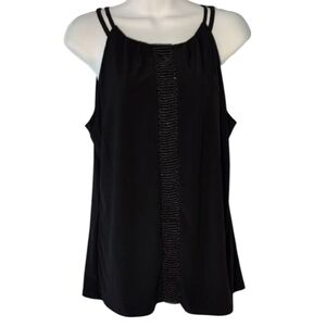 White House Black Market Black Tank Top with Strappy Detail